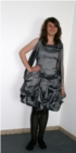 Taftkleid mit gerafftem Rock - grau,lila, rot ,azurblau